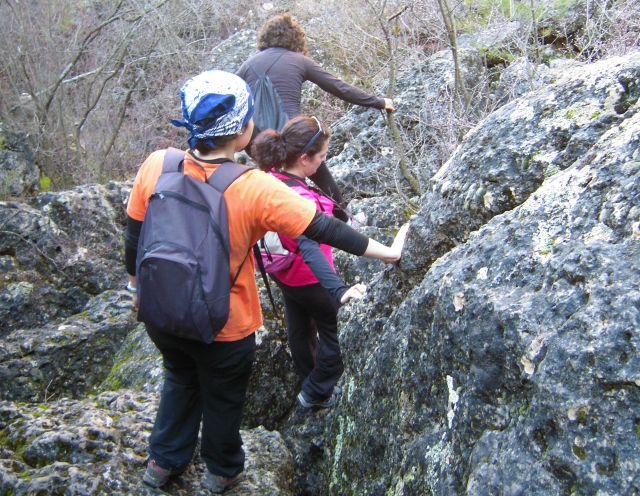  Walking along the mountain 
